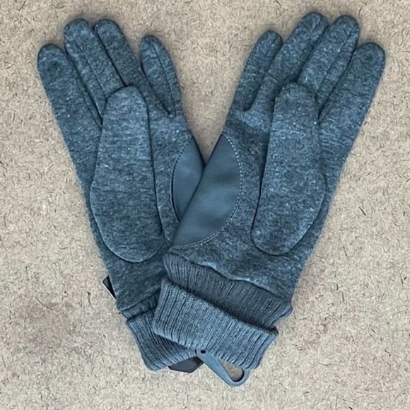WOMENS SOLID DARK GRAY FAUX LEATHER SCREEN-TOUCH GLOVES - NWT - OS - Picture 4 of 5